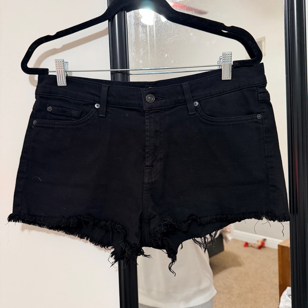 7 For All Mankind Black Jean Shorts